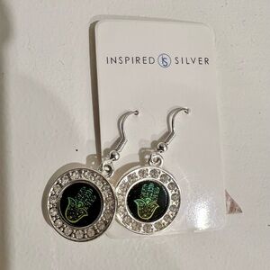 Hamsa silver earrings